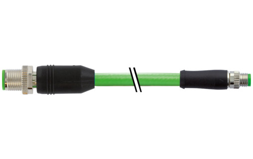 Murrelektronik Data Connectors M8 Male 0° / M12 male 0° D-cod. shielded pur 1x4xawg22 GN 3.5M