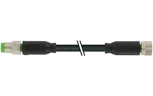 Murrelektronik Data Connectors M8 Male 0°/M8 fem. 0° A-cod. pur 4x0.34 shielded bk+drag-CH 0.5M