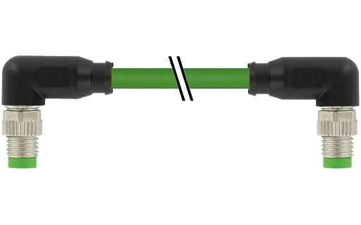 Murrelektronik Data Connectors M8 Male 90° / M8 male 90° A-cod. shielded pur 1x4xawg26 GN 8M