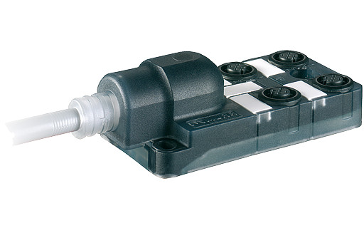 Murrelektronik M12 distribution boxes Exact12, 4XM12, 5-pole, moulded cable 5.0M pur/PVC 8x0,34+3x0.75,