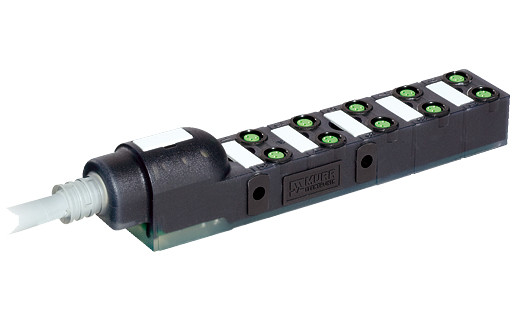 Murrelektronik M8 distribution boxes Exact8, 10XM8, 4 pole moded cable 5.0M pur 20*0,34+2*0,75 exit norm..