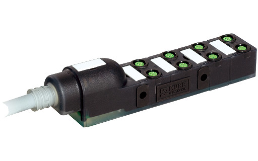 Murrelektronik M8 distribution boxes Exact8, 8XM8, 3 pole moulded cable 3.0M pur 8x0,34+2x0,75, ul/csa