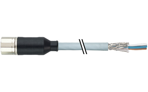 Murrelektronik Power Connectors M23 Fem. 0° with cable shielded pur 0.34+0.75 shielded gy+dragch. 15M