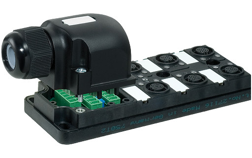 Murrelektronik M12 distribution boxes MVP12, 6XM12, 5pole, plug. cap SPT plug. cap, field-wireable