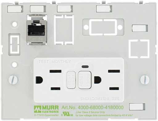 Murrelektronik front panel interface Modlink insert usa 2xnema 5-15 gfci + RJ45, without touch protection