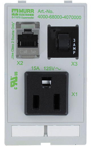 Murrelektronik front panel interface Modlink insert usa nema 5-15 1XRJ45 fem./fem. + 1x3a fuse