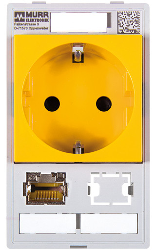 Murrelektronik front panel interface Modlink single combi insert germany yellow 1X RJ45 + 1X data cutout