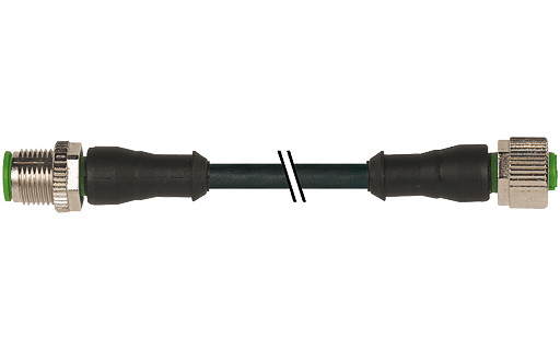 Murrelektronik Signal Connectors M12 Male 0° / M12 female 0° A-cod. PVC 4x0.34 BK ul/csa 15M