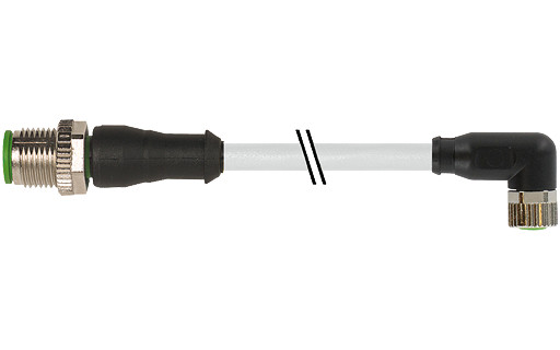 Murrelektronik Signal Connectors M12 Male 0° / M8 female 90° A-cod. PVC 3x0.25 GY ul/csa 1M