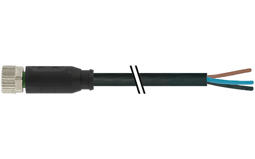 Murrelektronik Signal Connectors M8 Female 0° A-cod. with cable PVC 4x0.25 BK ul/csa 25M