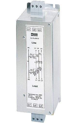 Murrelektronik mains filters 3-phase Mef Emc-filter 3-phase 1-stage i:80a u:3x600 vac book-style