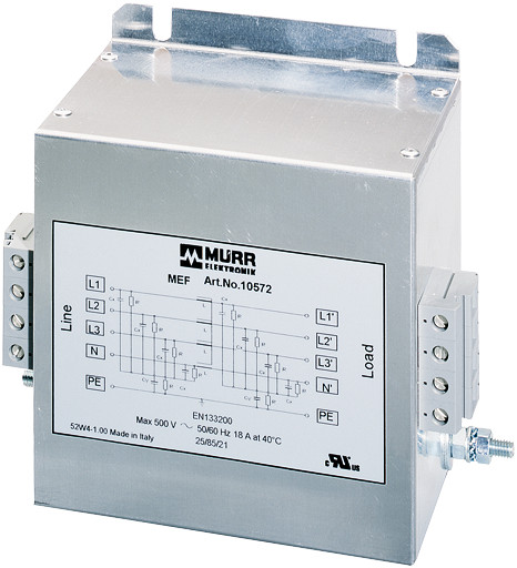 Murrelektronik mains filters 3-phase Mef Emc-filter 3-phase 1-stage with neutral i:36a u:4x500 vac