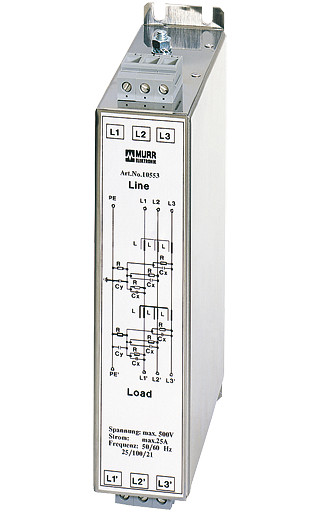Murrelektronik mains filters 3-phase Mef Emc-filter 3-phase 2-stage i:25a u:3x500 vac book-style