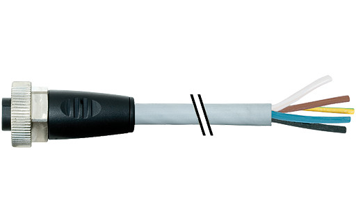 Murrelektronik Power Connectors 7/8" female 0° with cable pur 5x1.5 GY 55.0M
