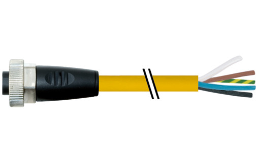 Murrelektronik Power Connectors 7/8'' female 0° with cable pur 5x1.5 ye 65M