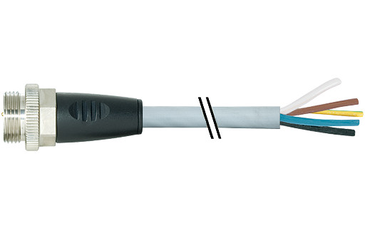 Murrelektronik Power Connectors 7/8'' male 0° with cable pur 5x2.5 GY 0.6M
