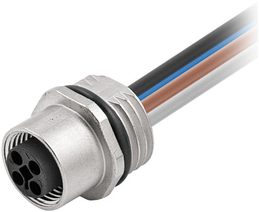 Murrelektronik Power Connectors M12 Power female recept. T-cod. front pur-wires 4x1.5 3M