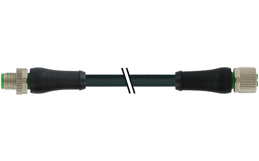 Murrelektronik Power Connectors M12 Power male 0° / female 0° S-cod. pur 4x2.5 BK 20M