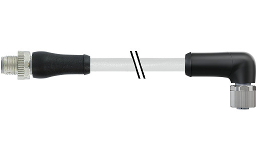 Murrelektronik Power Connectors M12 Power male 0° / female 90° L-cod. pur 5x1.5 GY 0.3M