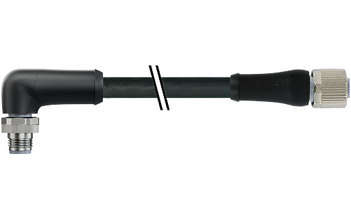 Murrelektronik Power Connectors M12 Power male 90° / female 0° L-cod. pur 5x1.5 BK 2.1M