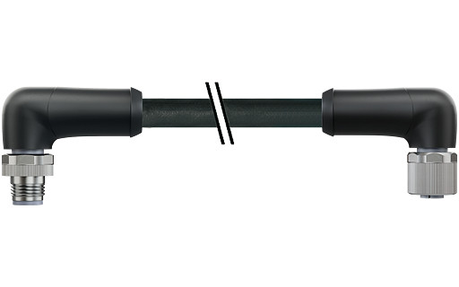 Murrelektronik Power Connectors M12 Power male 90° / female 90° L-cod. pur 5x1.5 BK 4.9M