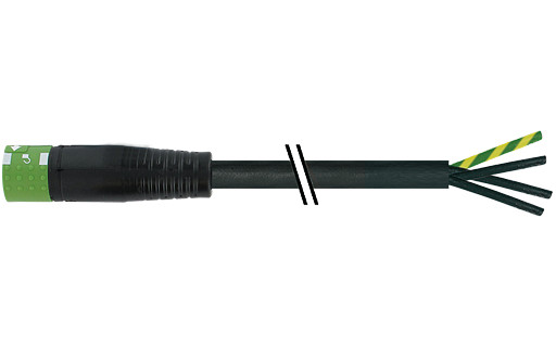 Murrelektronik Power Connectors MQ15 Female 0° with cable 600V ac type 3 PVC 4x2.5 BK 50M