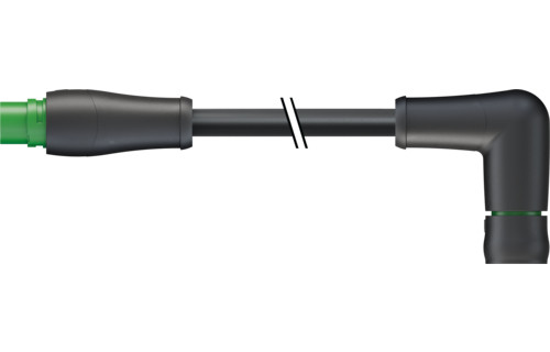Murrelektronik Power Connectors MQ15 Male 0° / MQ15 female 90° 600V ac type 3 pur 4x2.5 BK 3M