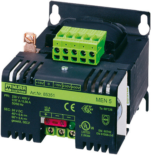 Murrelektronik transformator power supply Men Power supply 1/2-phase, smoothed in: 230/400±15vac out: :24V/5adc