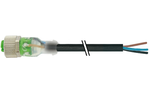 Murrelektronik Signal Connectors M12 Female 0° A-cod. with cable led PVC 4x0.34 BK ul/csa 10M