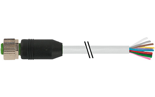 Murrelektronik Signal Connectors M12 Female 0° A-cod. with cable pur 12x0.25 GY 4.0M