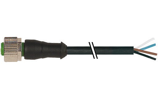 Murrelektronik Signal Connectors M12 Female 0° A-cod. with cable pur 4x0.34 BK 23M