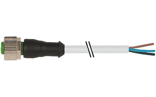 Murrelektronik Signal Connectors M12 Female 0° A-cod. with cable pur 4x0.34 GY ul/csa+drag CH. 3M
