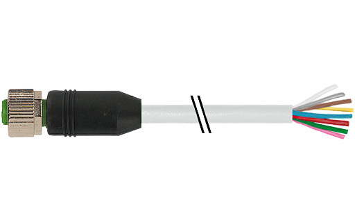 Murrelektronik Signal Connectors M12 Female 0° A-cod. with cable pur 4x0.75 GY 10.5M