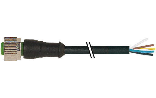 Murrelektronik Signal Connectors M12 Female 0° A-cod. with cable pur 5x0.34 BK 2.6M