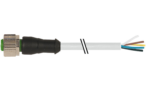 Murrelektronik Signal Connectors M12 Female 0° A-cod. with cable pur 5x0.34 GY 0.6M