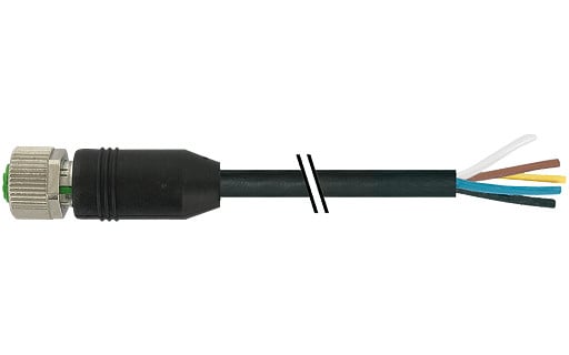 Murrelektronik Signal Connectors M12 Female 0° A-cod. with cable pur 8x0.25 BK ul/csa+drag CH. 10M