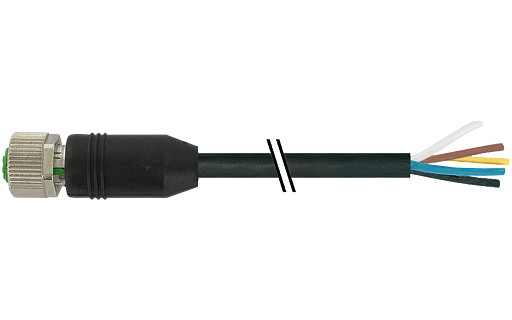 Murrelektronik Signal Connectors M12 Female 0° A-cod. with cable pur 8x0.34 BK ul/csa+drag CH. 10M