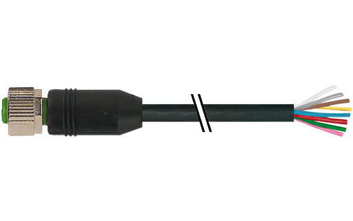 Murrelektronik Signal Connectors M12 Female 0° A-cod. with cable PVC 8x0.25 BK 8M