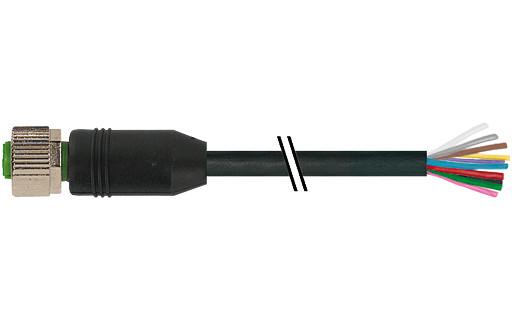 Murrelektronik Signal Connectors M12 Female 0° A-cod. with cable tpe-wires 12x0.14 0.4M
