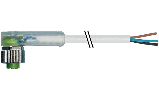 Murrelektronik Signal Connectors M12 Female 90° A-cod. with cable led PVC 5x0.34 GY 15.0M