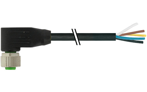 Murrelektronik Signal Connectors M12 Female 90° A-cod. with cable pur 5x0.34 BK ul/csa+drag CH. 3M
