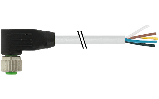 Murrelektronik Signal Connectors M12 Female 90° A-cod. with cable pur 8x0.25 GY ul/csa+drag CH. 30M