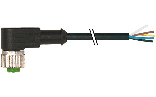 Murrelektronik Signal Connectors M12 Female 90° A-cod. with cable PVC 5x0.34 BK ul/csa 0.5M