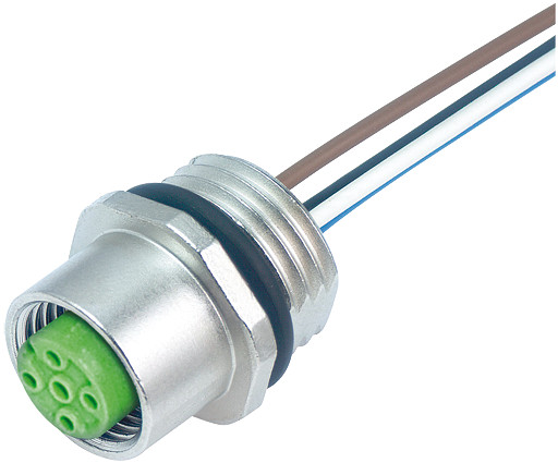 Murrelektronik Signal Connectors M12 Female recept. A-cod. front PVC-wires 8x0.25 1M