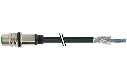 Murrelektronik Signal Connectors M12 Female recept. A-cod. shielded rear pur 5x0.34 BK 0.5M