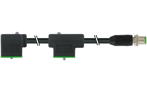 Murrelektronik Signal Connectors M12 Male 0° A-cod. / msud double valve A-18MM pur 4x0.5 BK 2.2M