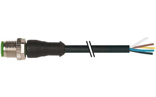 Murrelektronik Signal Connectors M12 Male 0° A-cod. with cable pur 5x0.34 BK 30M