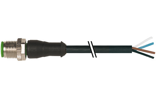 Murrelektronik Signal Connectors M12 Male 0° A-cod. with cable PVC 4x0.34 BK 3M pu = 50