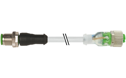 Murrelektronik Signal Connectors M12 Male 0° / M12 female 0° A-cod. led pur 4x0.34 GY 20.0M