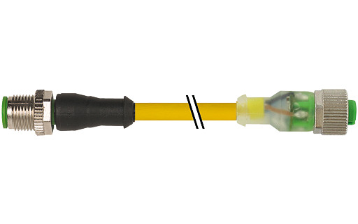 Murrelektronik Signal Connectors M12 Male 0° / M12 female 0° A-cod. led pur 4x0.34 ye 1M